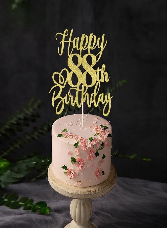 YUINYO Glitter Happy 88th Birthday Cake Topper,Cheers to 88 Years,happy 88th Birthday Cake Topper,88th Anniversary Cake Topper, men and women 88years old happy birthday Party Decoration(88th Gold) - Image 4